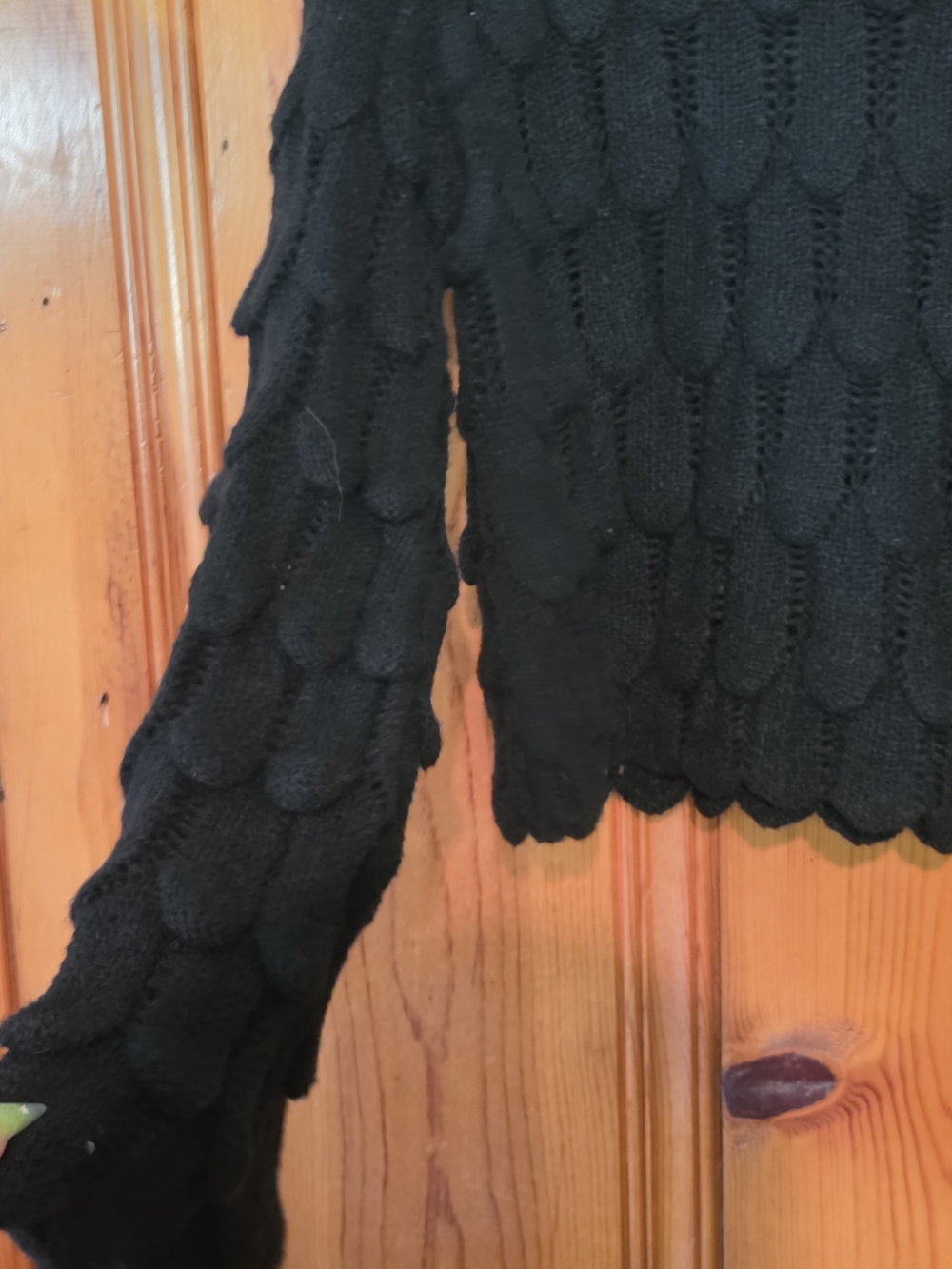 Black Ruffled Long-Sleeve Sweater - Picture 4 of 10